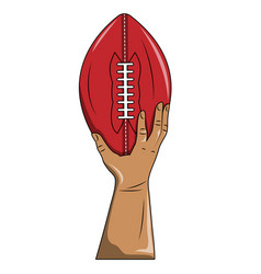 Hand Holding American Football Ball Super Bowl