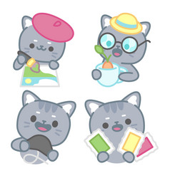 Hobbies Stickers Set With Tomomi Cat