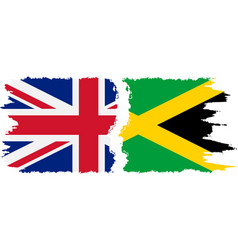 Jamaica And Uk Grunge Flags Connection