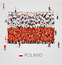 Large Group Of People In The Poland Flag Shape