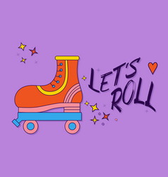 Cute Retro Roller Skates Drawing Lets Roll 1990s