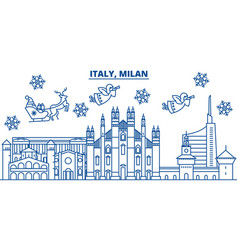 Italy Milan Winter City Skyline Merry Christmas