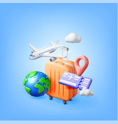 3d Airline Ticket Travel Bag Globe And Airplane