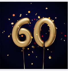 60 Sign Golden Balloons With Threads On Black