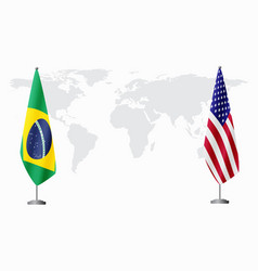 Brazil And Usa Flags For Official Meeting