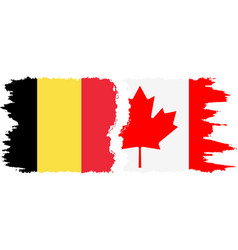 Canada And Belgium Grunge Flags Connection