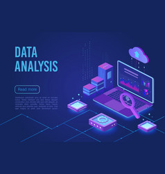 Data Analysis Dark Neon Light Isometric Web