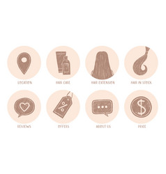 Hair Extension Icon Set For Highlights