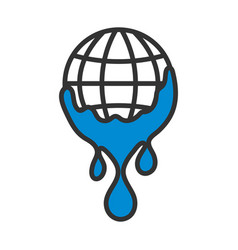 Planet With Flowing Down Water Icon