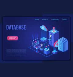 Database Data Storage Dark Neon Light Isometric