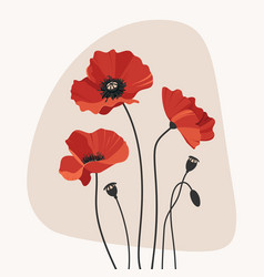 Of Three Red Poppies In Vase