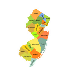 Colorful New Jersey Map Silhouette