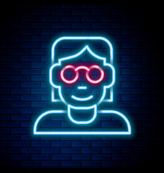 Glowing Neon Line Hacker Or Coder Icon Isolated