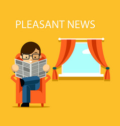 Pleasant News Concept Businessman Reading