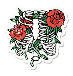 Traditional Distressed Sticker Tattoo A Rib