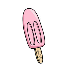 Cold Pink Popsicle On A Stick Cartoon