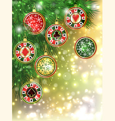 Happy New Year Christmas Casino Card With Poker C