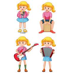 Set Of Kids Playing Different Musical Instrument