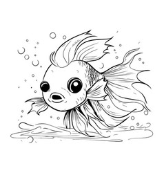 Black And White Of A Goldfish Swimming