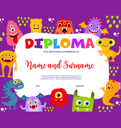 Kids Diploma Cartoon Monster Characters Award