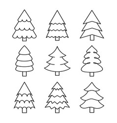 Christmas Tree Icons Set On White Background