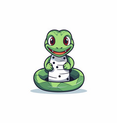 Cute Green Frog Cartoon Character Sitting