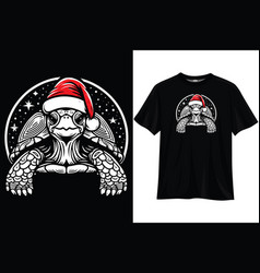 Graphic Of A Turtle Wearing Santa Hat T-shirt De