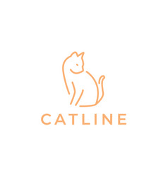 Pets Cat Sit Lines Simple Minimal Logo Design