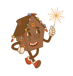 Comic Character Of A Groovy Gingerbread House