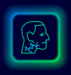 Glowing Neon Line Throat Cancer Icon Isolated