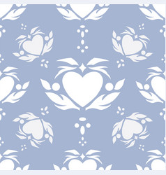 Floral Heart In Faded Denim