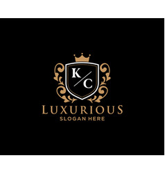 Initial Kc Letter Royal Luxury Logo Template