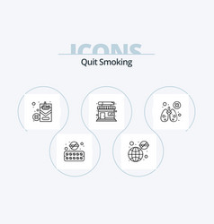 Quit Smoking Line Icon Pack 5 Icon Design