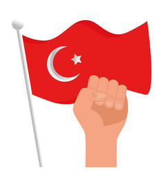 Turkish Flag And Fist Hand Design