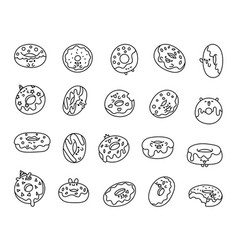 Cute Cartoon Kawaii Donut Coloring Page