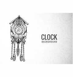 Hand Draw Decorative Alarm Clock Sketch Design