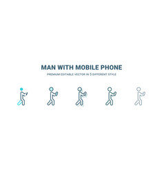 Man With Mobile Phone Icon In 5 Different Style