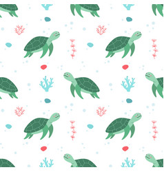 Seamless Pattern With Sea Turtle