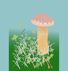 A Mushrooms In The Grass