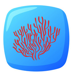 Stylized Red Coral In Blue Water Marine Life