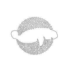 Single Curly One Line Drawing Of Cute Manatee