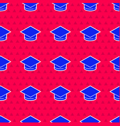 Blue Graduation Cap Icon Isolated Seamless Pattern