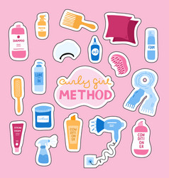 Big Set Of Stickers About Curly Girl Method