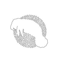 Continuous Curve One Line Drawing Of Cute Manatee