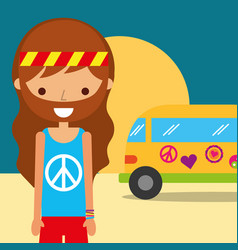 Man Hippie Van Traditional Free Spirit