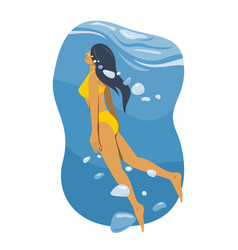 Woman Diving To Underwater For Summer Theme