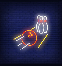 Bowling Ball Rolling On Alley Neon Sign