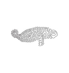 Continuous Curve One Line Drawing Of Manatee Tail