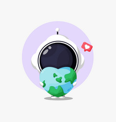 Cute Astronaut Hugging Heart Shaped Earth