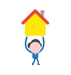 Businessman Character Walking And Holding Up House